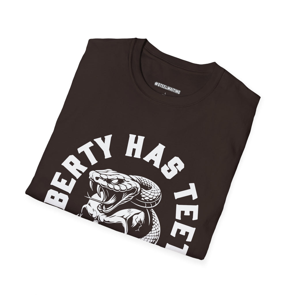 Liberty Has Teeth T-Shirt — Skull & Snake Patriot Graphic Tee (#SteelWaiting)