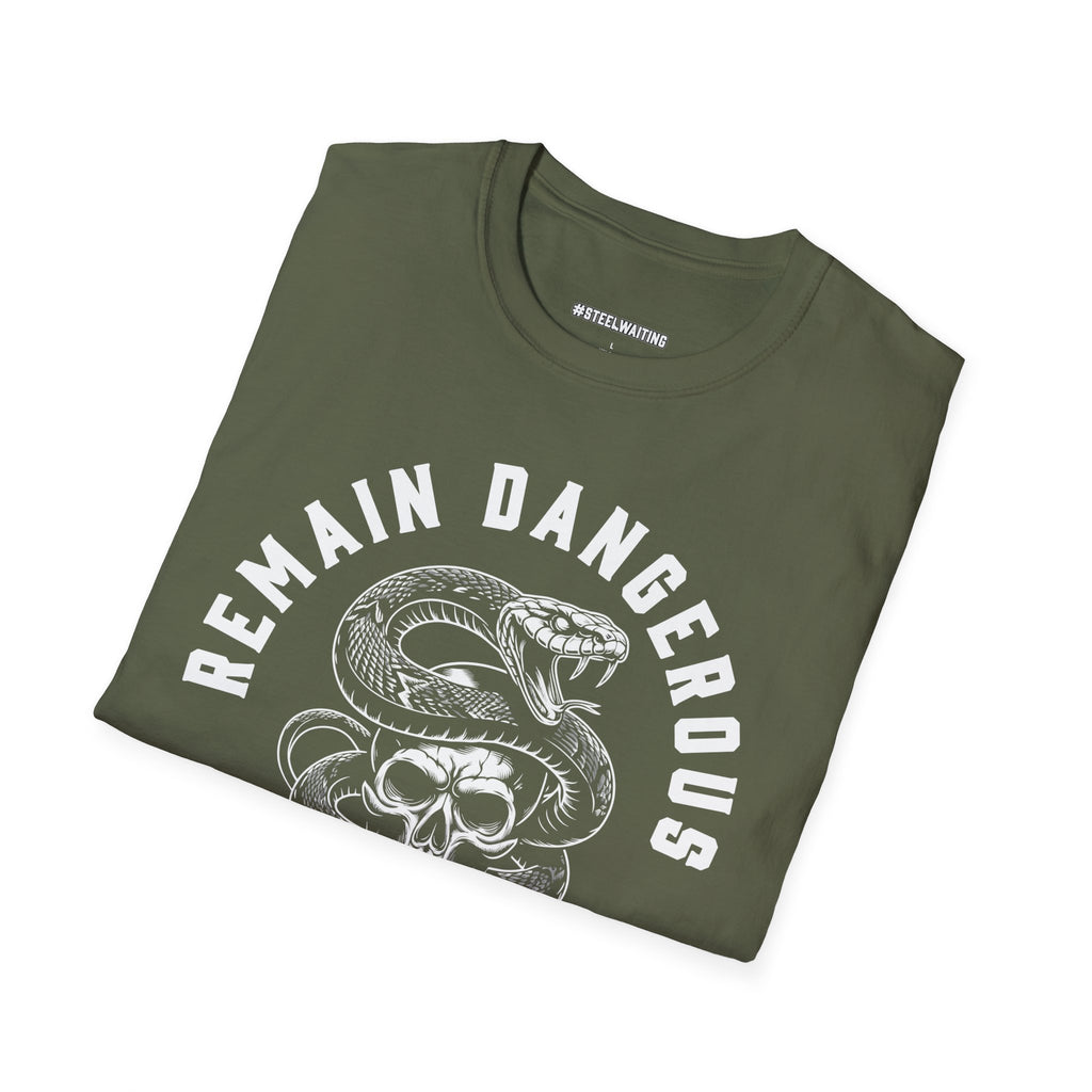 Remain Dangerous Skull & Snake T‑Shirt — #SteelWaiting Graphic Tee