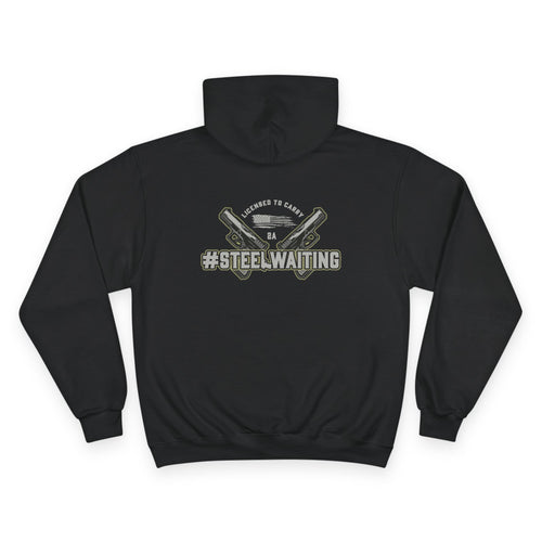 #SteelWaiting Hoodie – Military-Inspired Tactical Champion Sweatshirt (Front & Back decorated)