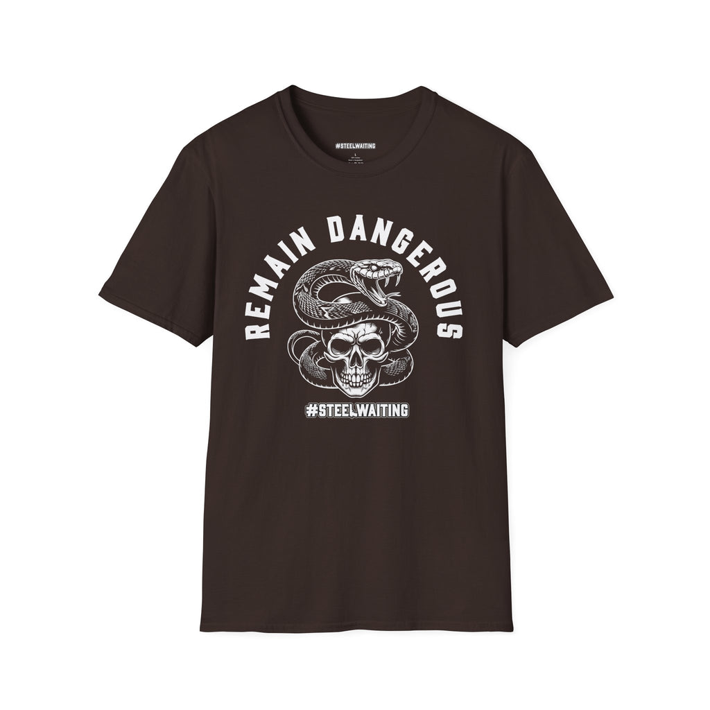 Remain Dangerous Skull & Snake T‑Shirt — #SteelWaiting Graphic Tee