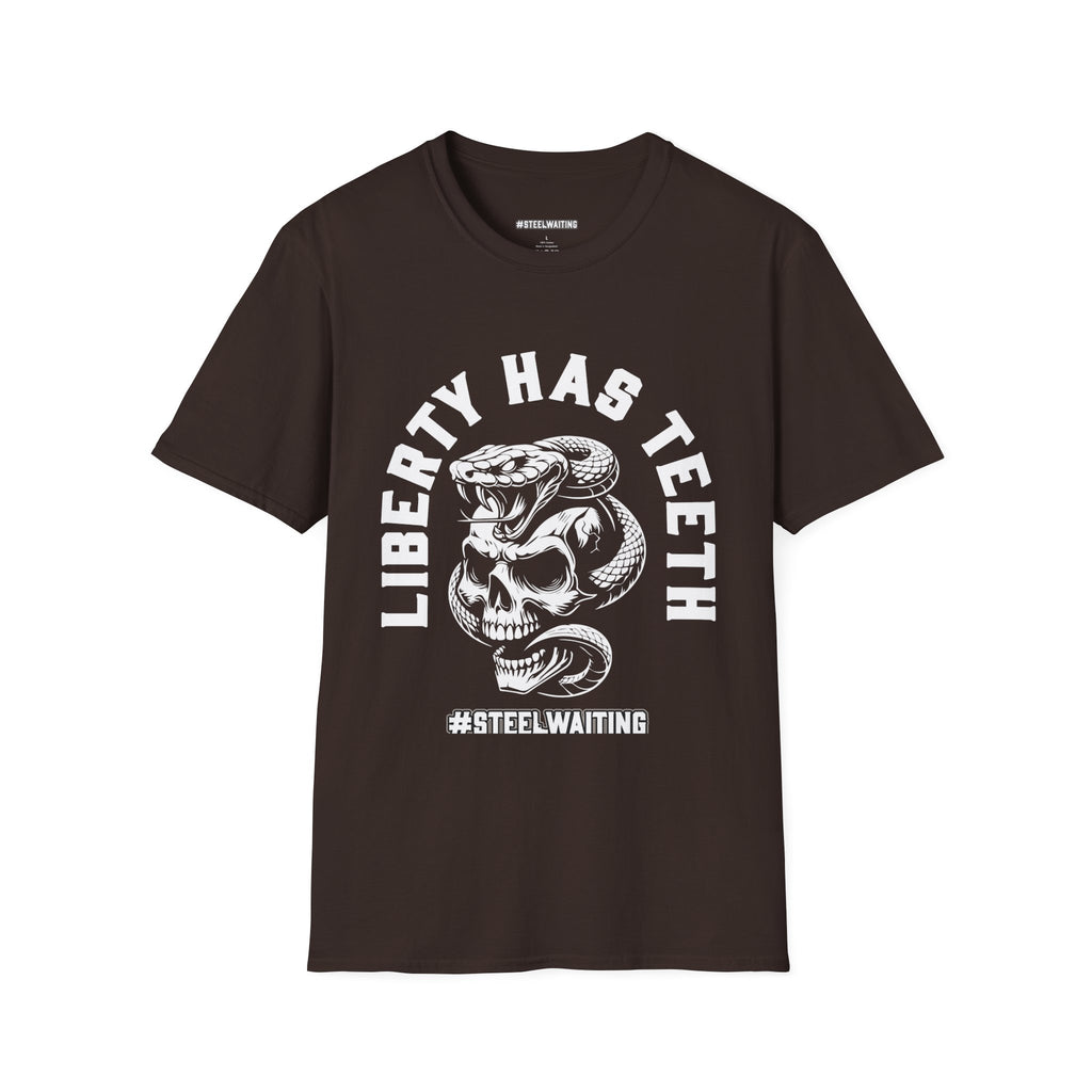 Liberty Has Teeth T-Shirt — Skull & Snake Patriot Graphic Tee (#SteelWaiting)