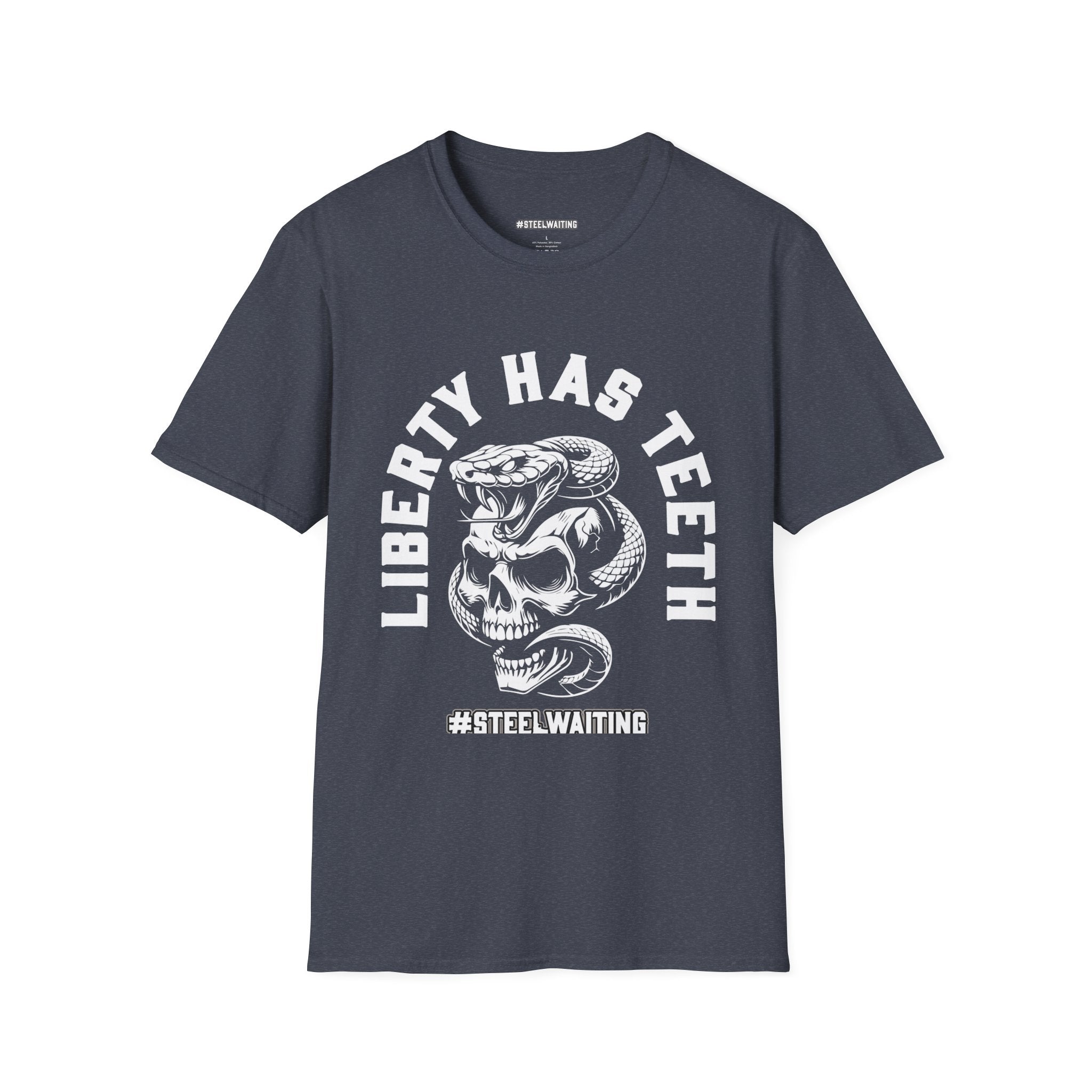 Liberty Has Teeth T-Shirt — Skull & Snake Patriot Graphic Tee (#SteelWaiting)