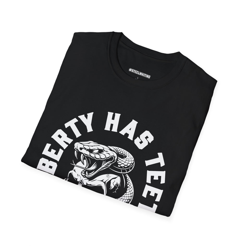 Liberty Has Teeth T-Shirt — Skull & Snake Patriot Graphic Tee (#SteelWaiting)