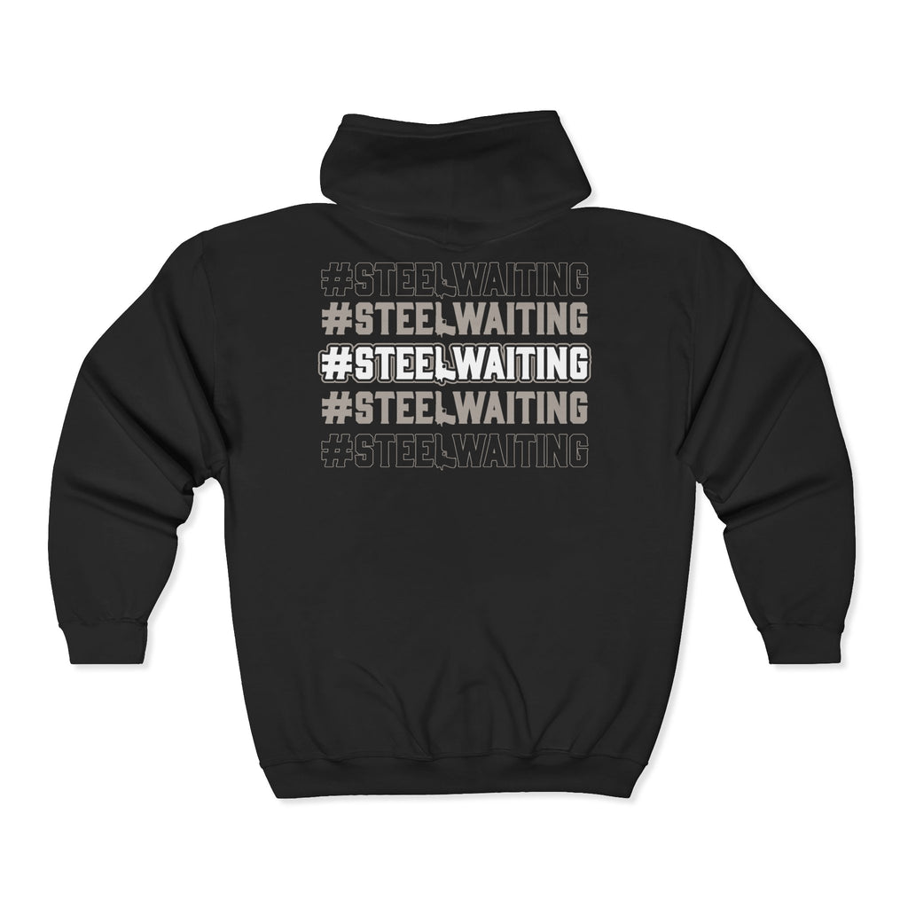 Full-Zip Hoodie — #STEELWAITING Graphic Zip-Up Jacket