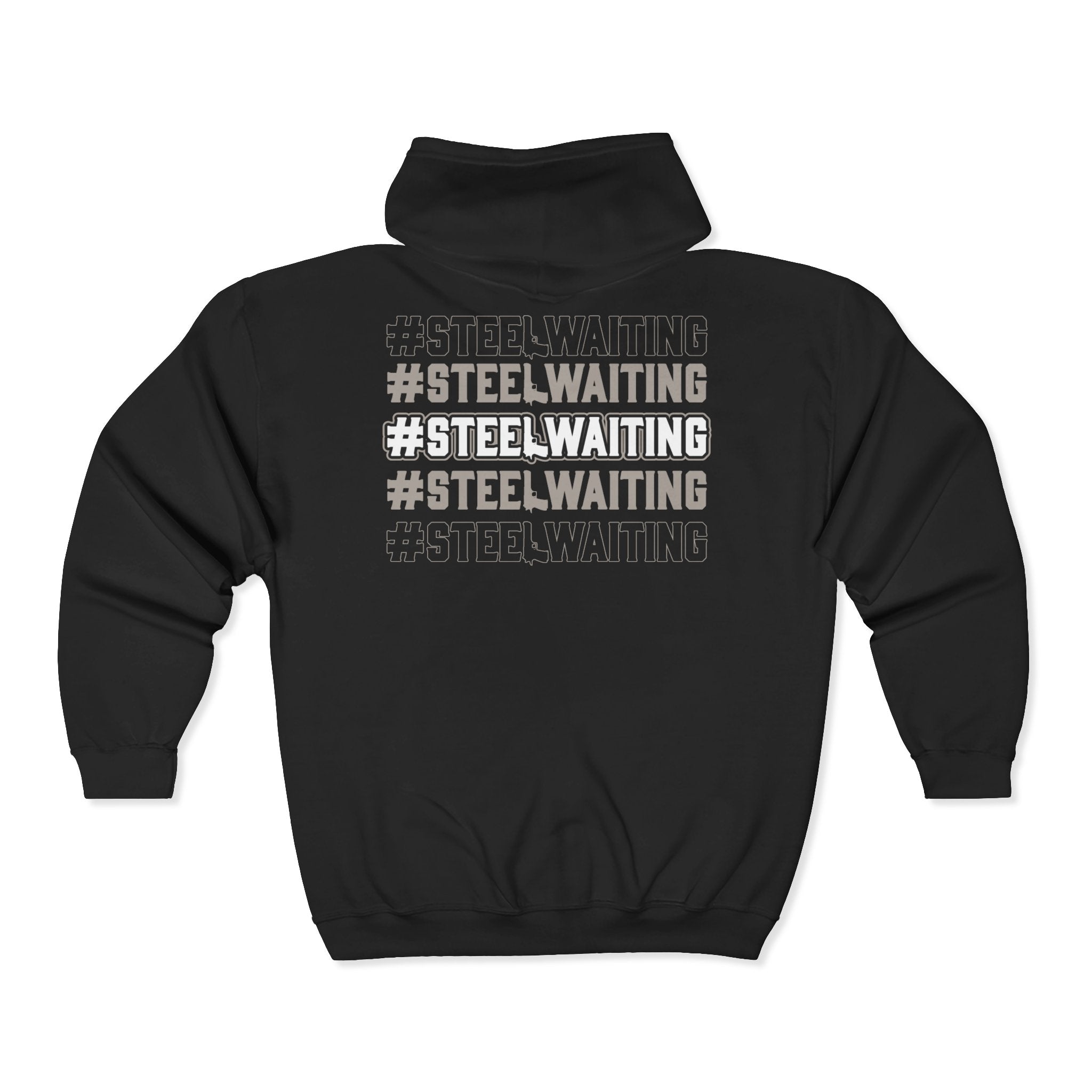 Full-Zip Hoodie — #STEELWAITING Graphic Zip-Up Jacket