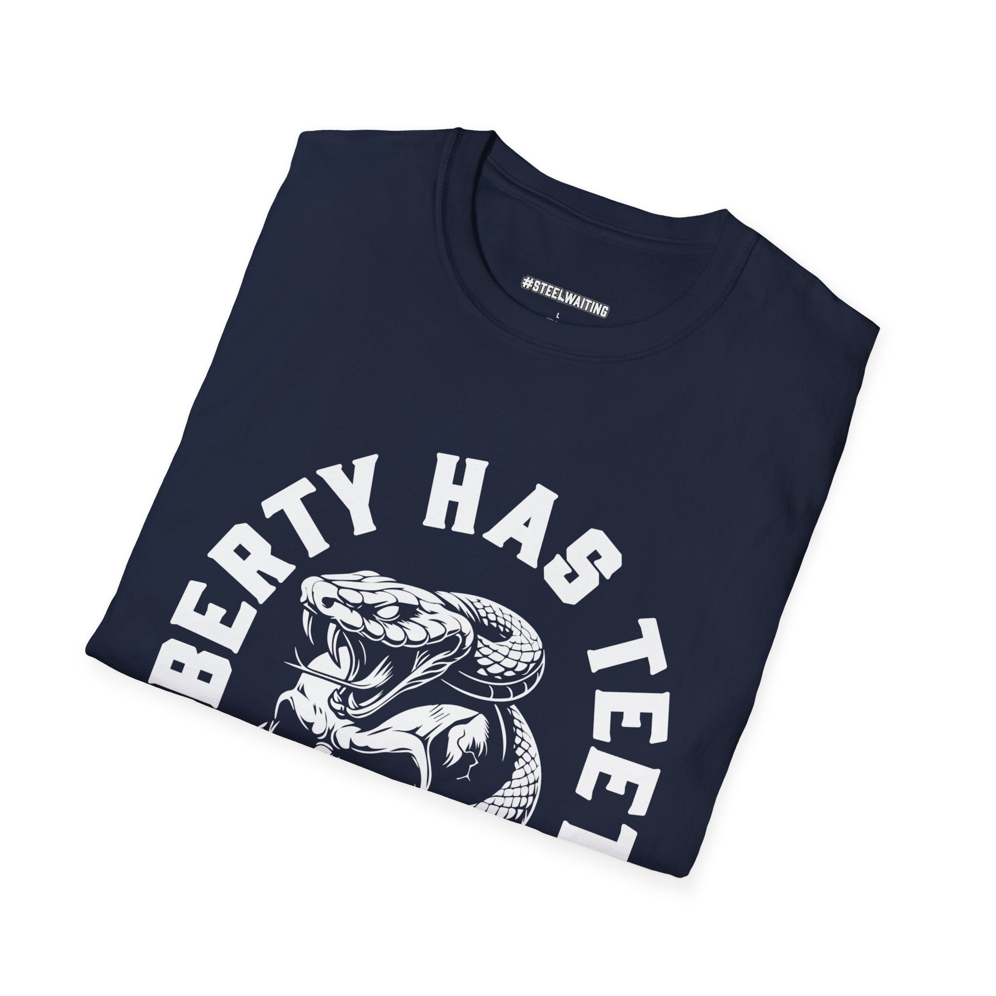 Liberty Has Teeth T-Shirt — Skull & Snake Patriot Graphic Tee (#SteelWaiting)