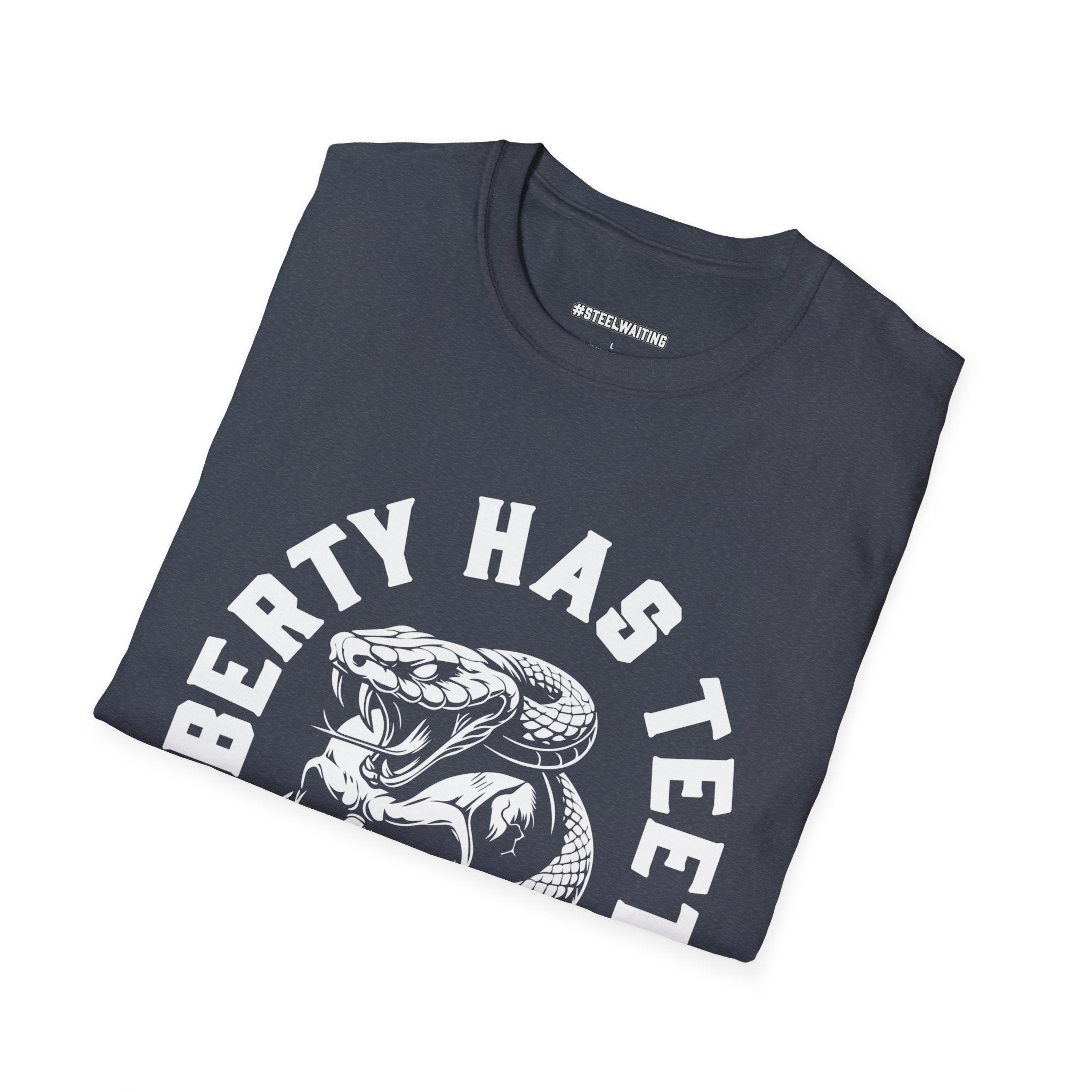 Liberty Has Teeth T-Shirt — Skull & Snake Patriot Graphic Tee (#SteelWaiting)