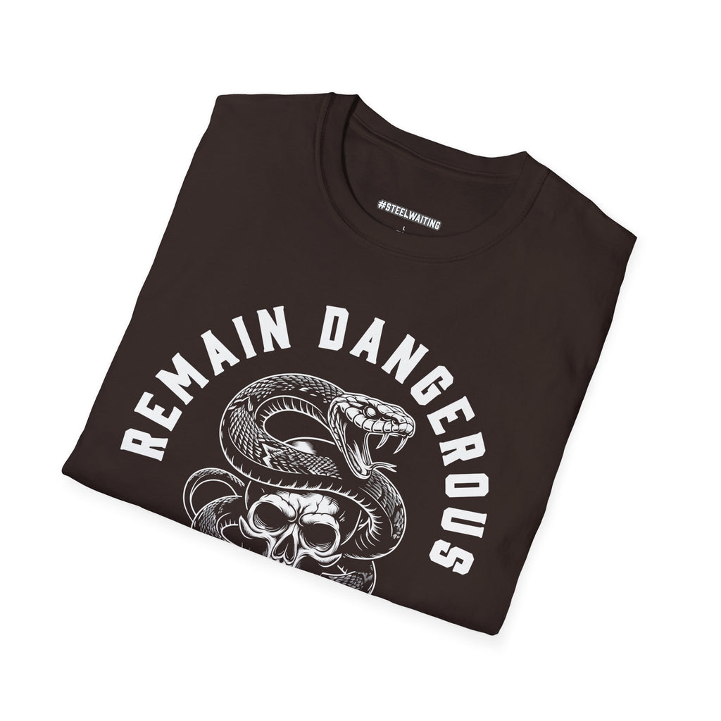 Remain Dangerous Skull & Snake T‑Shirt — #SteelWaiting Graphic Tee