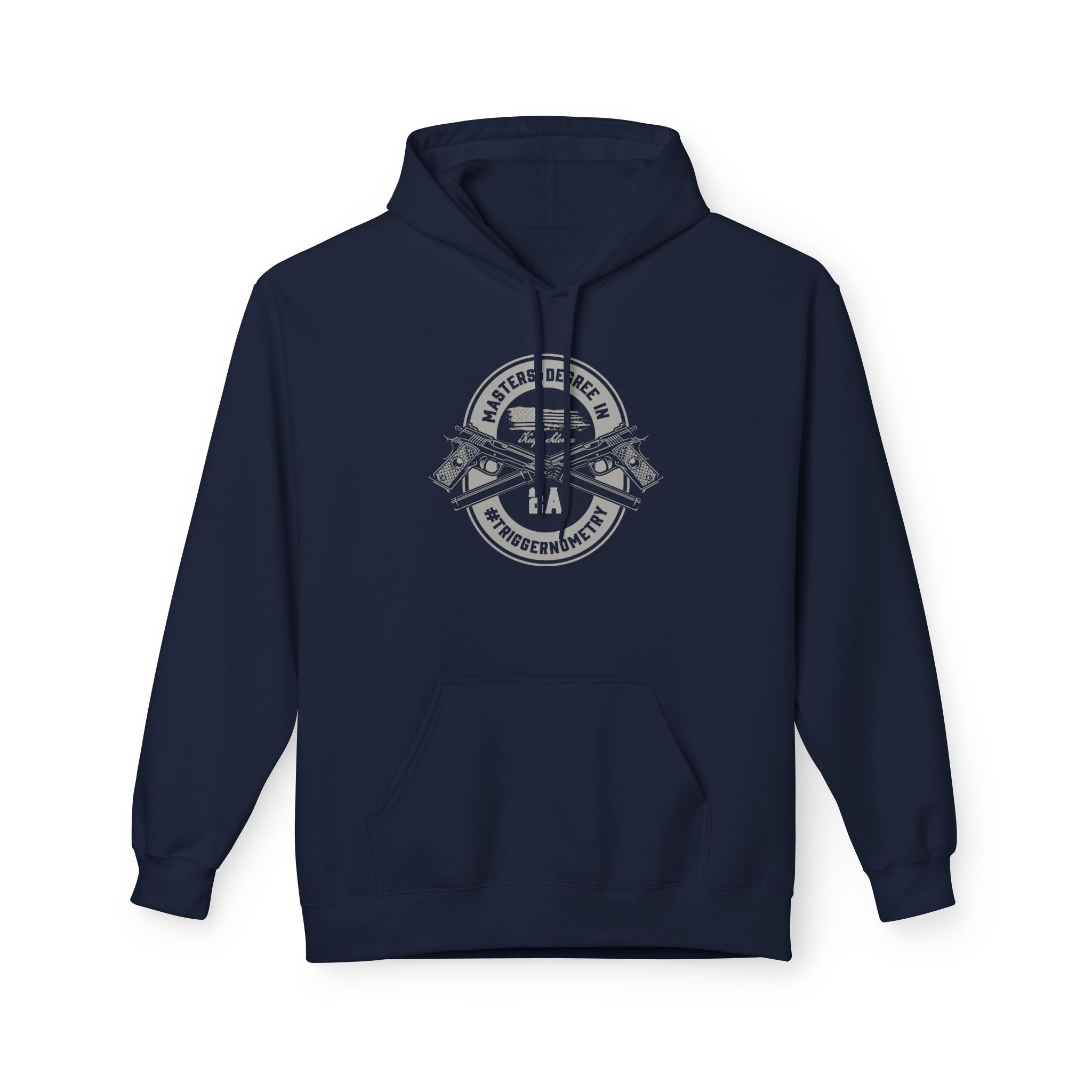 Masters Degree Hoodie — Vintage Crossed Pistols "Keep Silence" Fleece Pullover