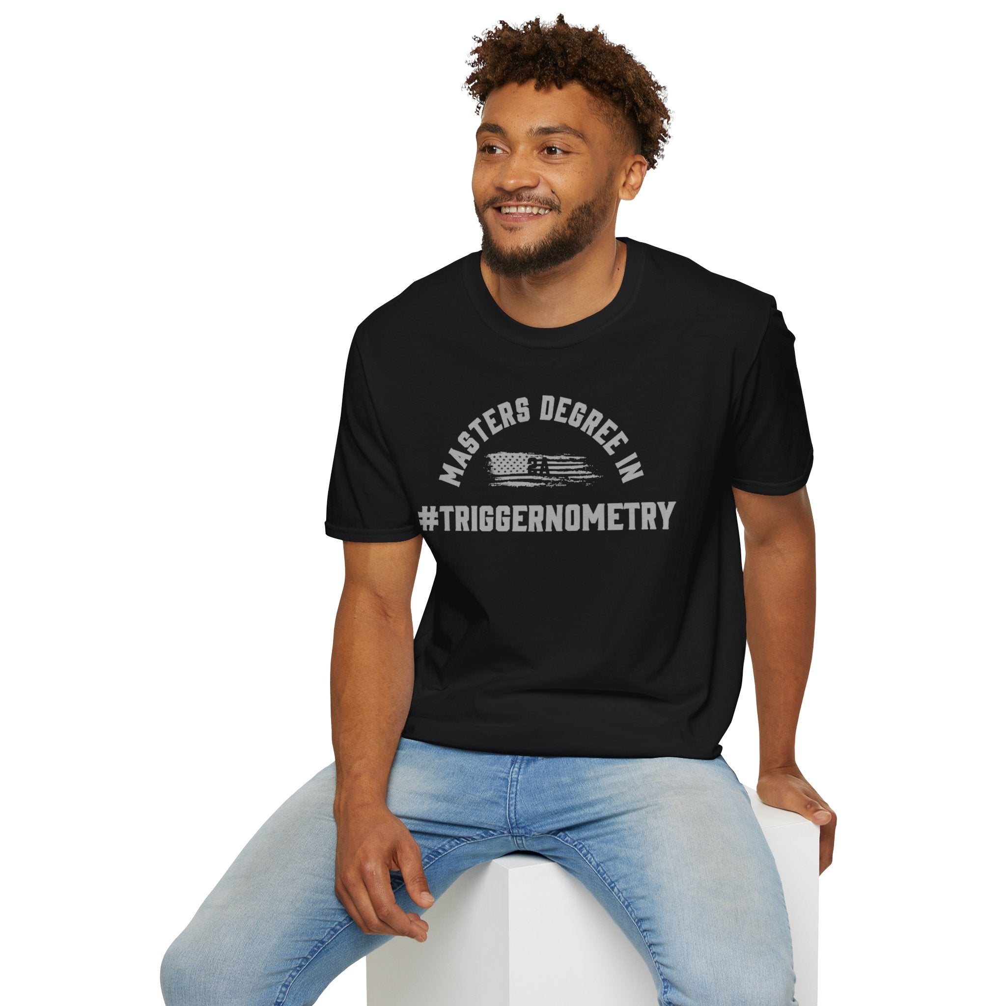 T-Shirt — "Masters Degree in Triggernometry" Graphic Tee (Guns & Shooting Humor)