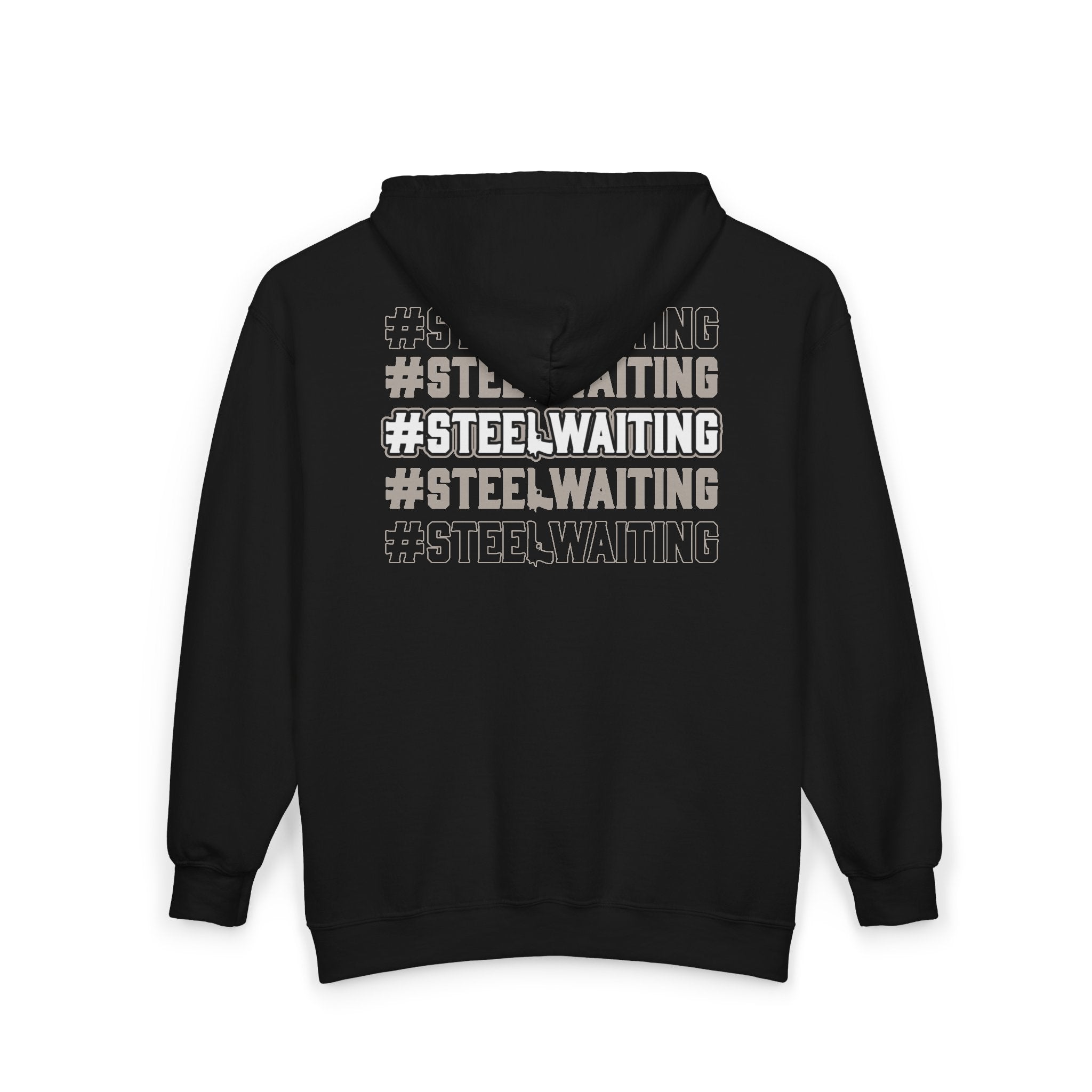 Full-Zip Hoodie — #STEELWAITING Graphic Zip-Up Jacket