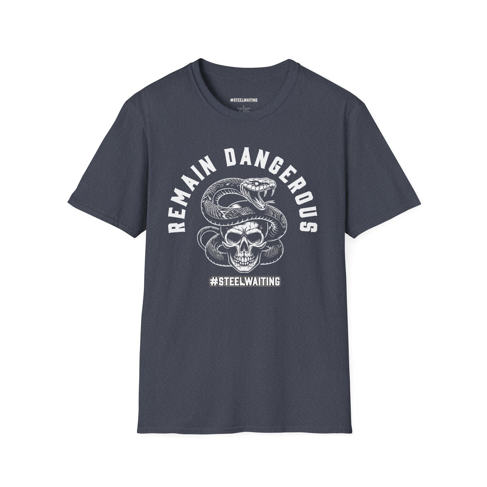 Remain Dangerous Skull & Snake T‑Shirt — #SteelWaiting Graphic Tee
