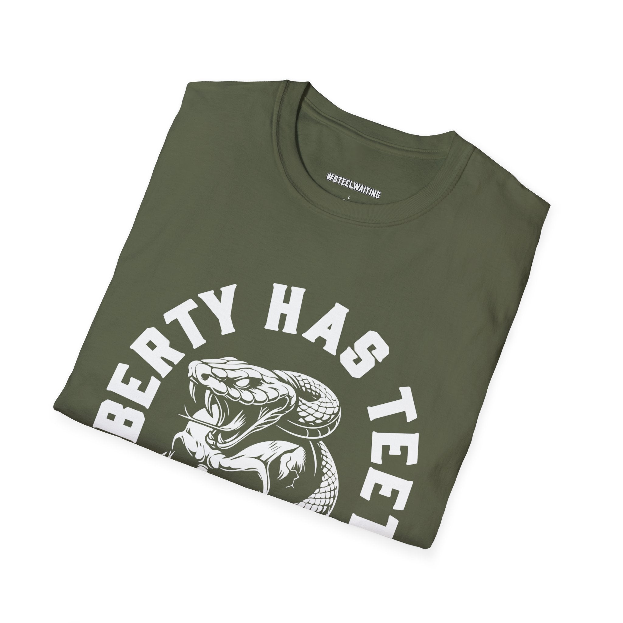 Liberty Has Teeth T-Shirt — Skull & Snake Patriot Graphic Tee (#SteelWaiting)