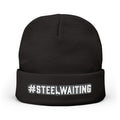 #STEELWAITING Embroidered Knit Beanie — Cozy Black Cuffed Hat for Second amendment enthusiasts