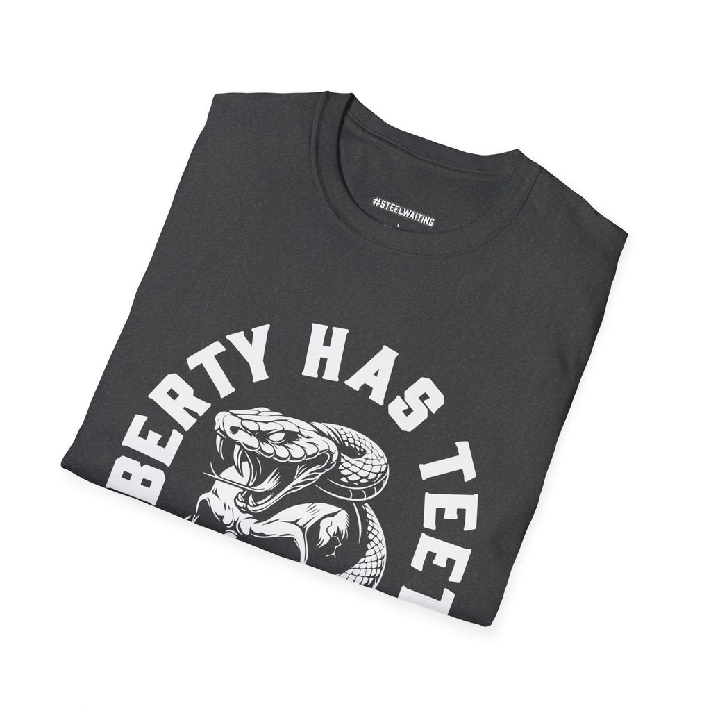 Liberty Has Teeth T-Shirt — Skull & Snake Patriot Graphic Tee (#SteelWaiting)