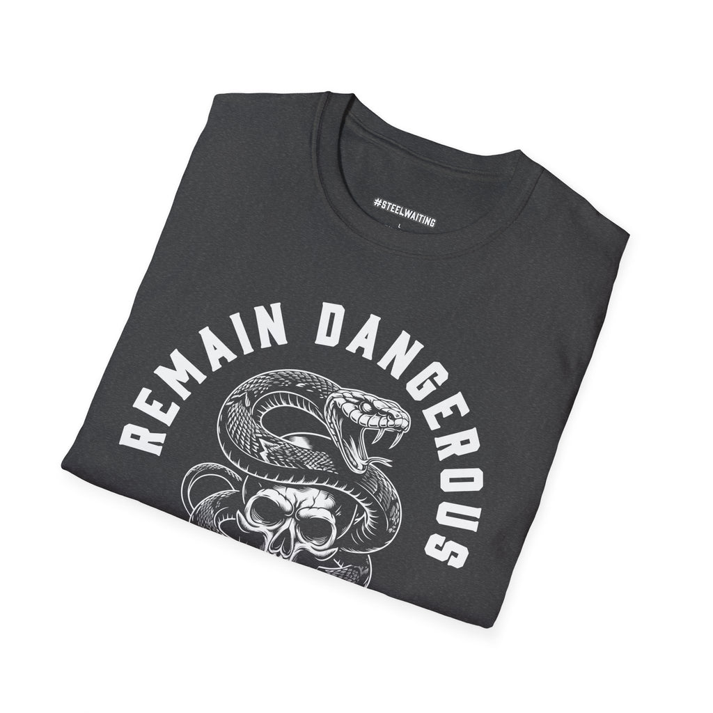 Remain Dangerous Skull & Snake T‑Shirt — #SteelWaiting Graphic Tee