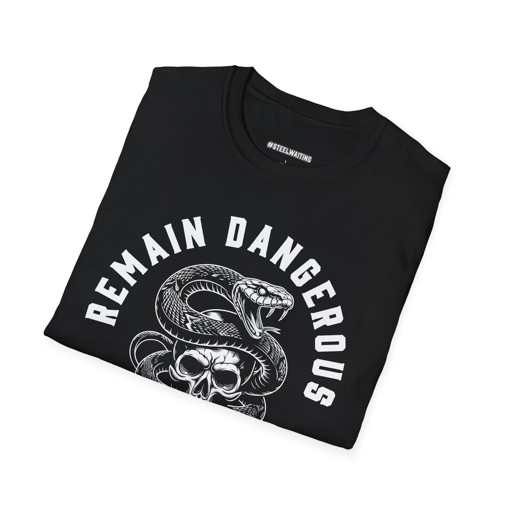 Remain Dangerous Skull & Snake T‑Shirt — #SteelWaiting Graphic Tee